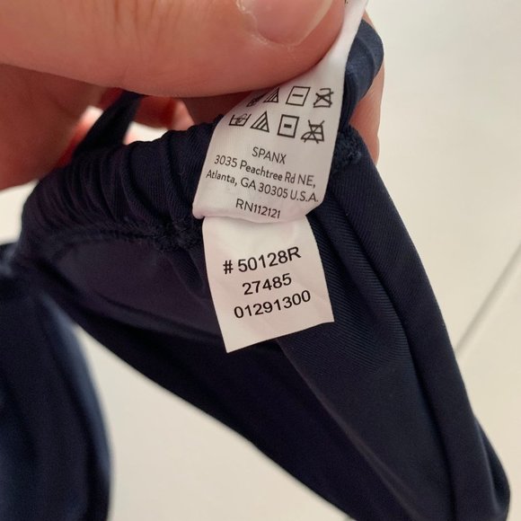 Spanx Swimwear Triangle Bikini Adjustable Built-in Bra Top  M Medium Navy Blue - Picture 5 of 6